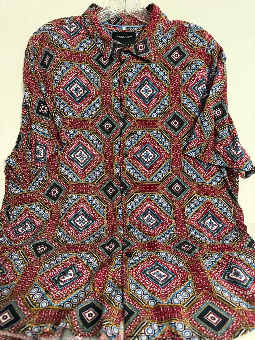 Denim & Flower Ricky Singh Red Multi Geometric Button-Down Shirt
